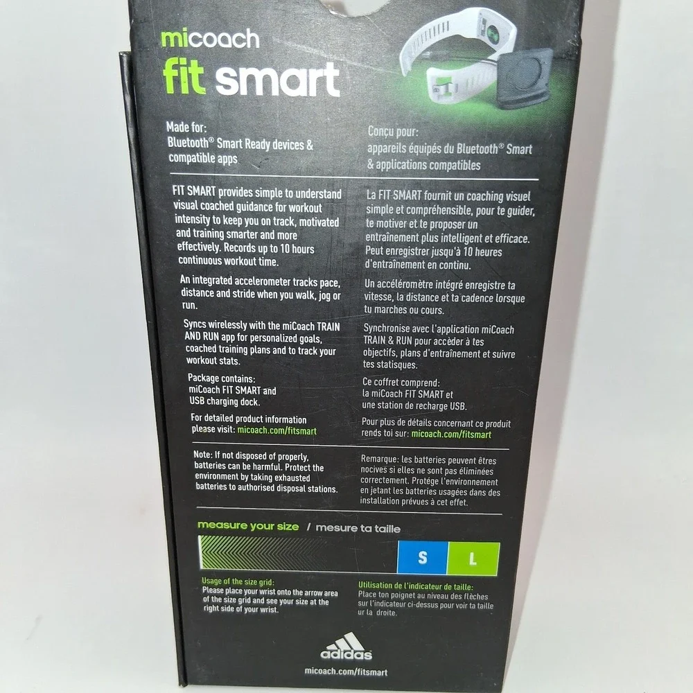 Adidas - Micoach Fit Smart Activity Tracker + Heart Rate - Small, White